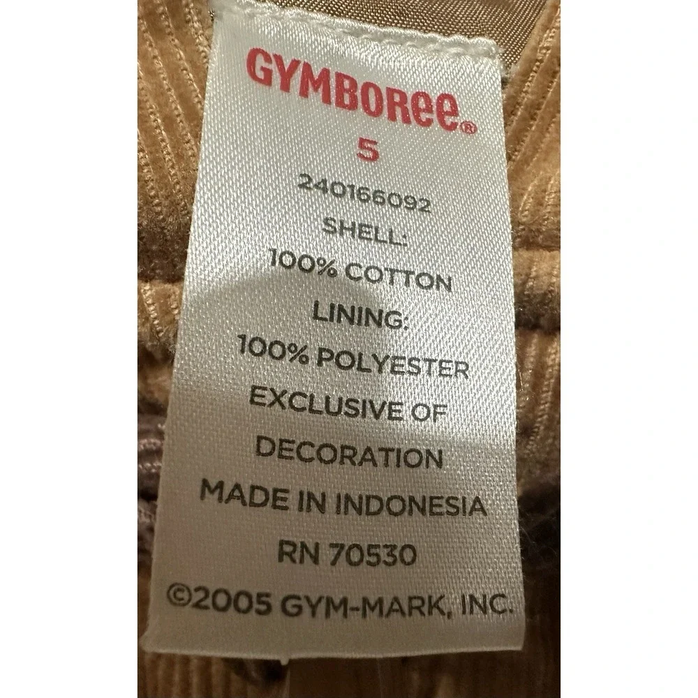VTG Gymboree‎ Girls Size 5 Coat Tan Corduroy Embroidered Hooded Toggle Buttons